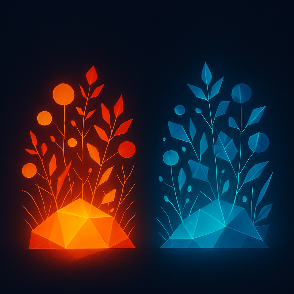 Abstract digital art for crypto vs stocks